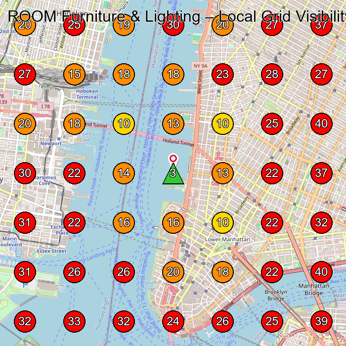 ROOM Furniture & Lighting GeoGrid visibility map for Furniture Store in Suite C308